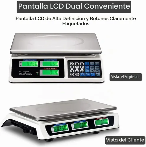 Vista 2 de Goplus Escala digital de 66 libras para computación de precios Deli, peso de conteo electrónico con pantalla LCD transparente dual, parte superior