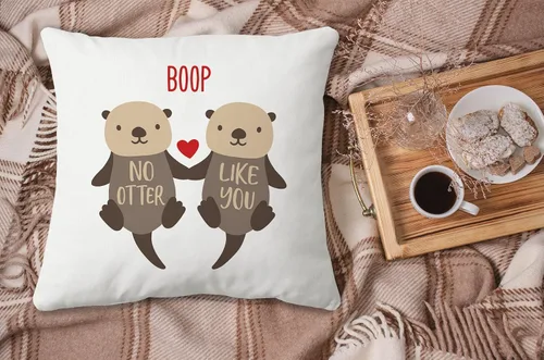Vista 5 de Regalos de nutria: fundas de almohada de amor 18x18, funda de almohada de nutria para ella, regalo del día de San Valentín