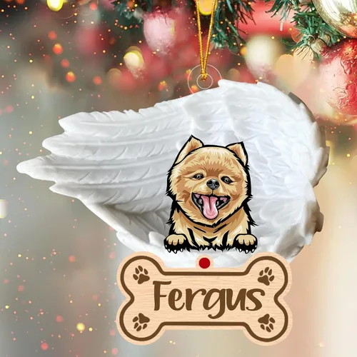 Vista 6 de Adorno de perro afgano de 1 ángel, adorno acrílico 2D personalizado conmemorativo para perros, regalo por pérdida de mascotas, regalo