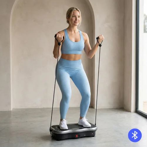 Vista 2 de Plataforma Vibratoria con Altavoz, Bandas de Resistencia y Mando a Distancia Vivflow InnovaGoods