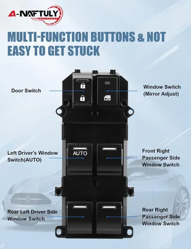 Vista 5 de Interruptor maestro de ventana eléctrica para lado del conductor, reemplazo, compatible con Honda Accord 2008 2009 2010 2011 2012, control