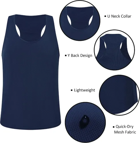 Vista 4 de LecGee Camiseta sin mangas para hombre, paquete de 3 camisetas sin mangas para entrenamiento de gimnasio, ajuste seco, espalda en Y, culturismo