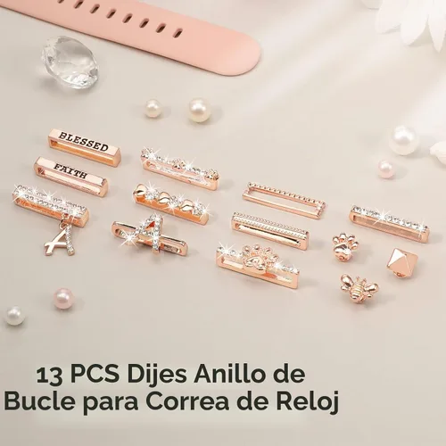 Vista 2 de 13 Pack de dijes para reloj Compatible con correas de Apple Watch/Samsung Galaxy/Google Pixel/Fitbit Versa/Sense, bucles de metal para iWatch Series