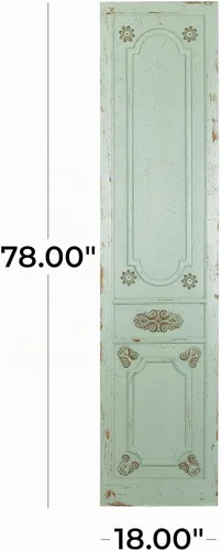 Vista 6 de Deco 79 Decoración de pared de puerta antigua con pergamino de madera, 18 x 1 x 78 pulgadas, verde