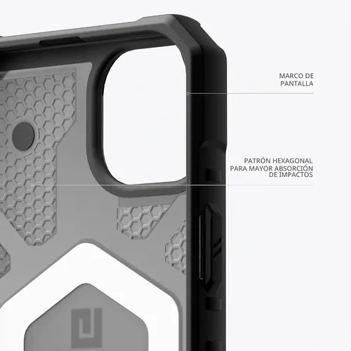 Vista 5 de URBAN ARMOR GEAR UAG - Funda compatible con iPhone 15 de 6.1 pulgadas, Pathfinder transparente ceniza/negro, imán integrado compatible con carga