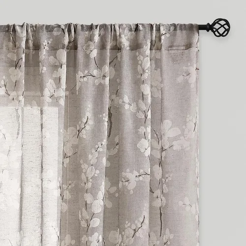 Vista 11 de FMFUNCTEX Cortinas de lino transparentes para dormitorio, cortinas con estampado de flores verde salvia de 84 pulgadas de largo para sala de estar