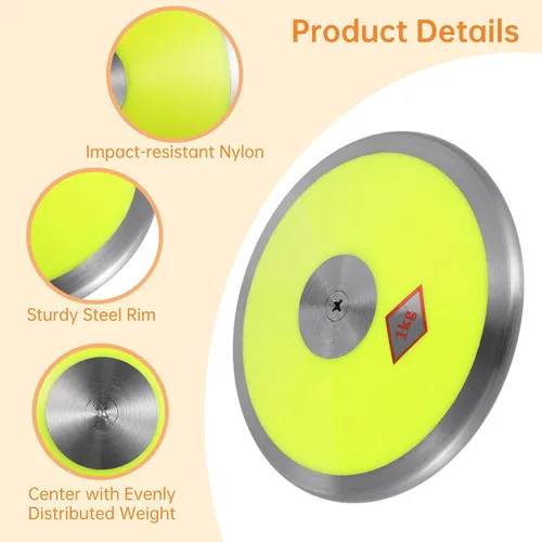 Vista 3 de disco de nylon 2.2 lbs, equipo de entrenamiento de lanzamiento al aire libre de la base 2.2Lbs del borde de acero Steel inner center, nylon outer