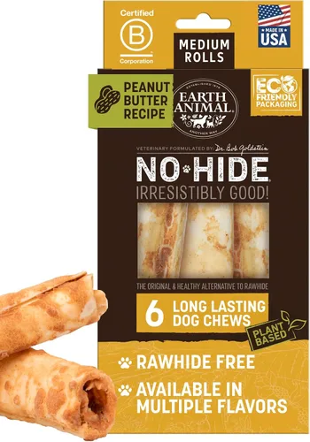 Vista 11 de Earth Animal Masticables sin ocultar – de The Grill Rolls Bacon Cheeseburger Sabor Rawhide Free Medium Dog Chews – 3