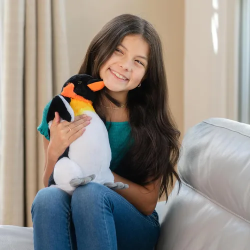 Vista 2 de The Petting Zoo Peluche de pingüino emperador, regalos para niños, animales marinos Wild Onez, juguete de peluche de pingüino de 12 pulgadas
