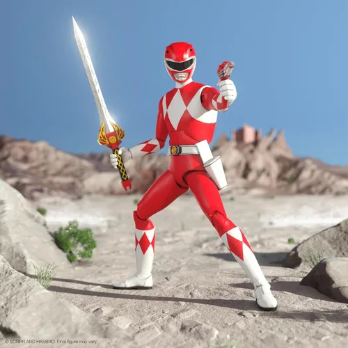 Vista 4 de Super7 ULTIMATES! Mighty Morphin Power Rangers Red Ranger - Figura de acción de Power Rangers de 7" con accesorios, coleccionables clásicos