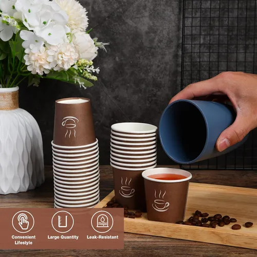 Vista 3 de Gerrii 1000 tazas de café pequeñas de papel para expreso, desechables, mini tazas calientes y frías para viajes, fiestas, té, baño, picnic, eventos