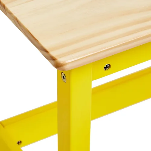 Vista 4 de Juego de mesa y banco para niños de Amazon Basics para interiores, color natural.