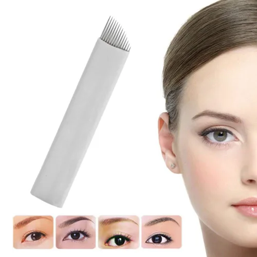 Vista 7 de Pinkiou Microblading Needles - Cuchillas para tatuaje de cejas para maquillaje permanente, 14 pines, suministros de microblade