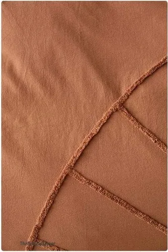 Vista 5 de Juego de funda de edredón de 3 piezas, juego de funda de edredón de algodón copetudo, color terracota, ropa de cama bohemia de lujo, funda