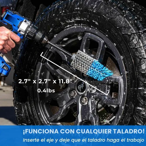 Vista 4 de Accesorio de cepillo de taladro de largo alcance, multiuso para neumáticos de automóvil, ruedas, pozos de ruedas, bahías de motor, tubos de escape