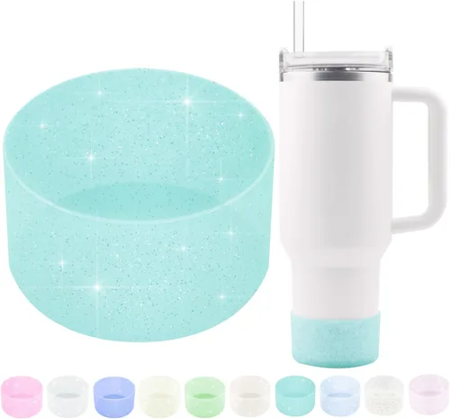Vista 16 de Funda protectora de silicona con purpurina WORBSS para taza Stanley Cup H2.0 de 20, 30, 40 onzas y botella Hydro Flask de 18-24 onzas con cubierta