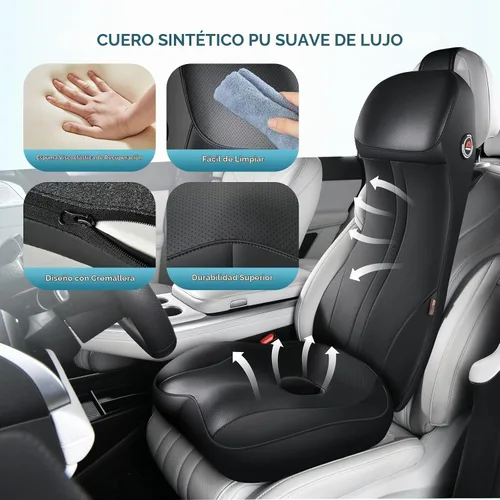 Vista 3 de Coverado Cojín para asiento de automóvil y almohada de apoyo lumbar, almohada ergonómica integrada de espuma viscoelástica para el cuello, cojín