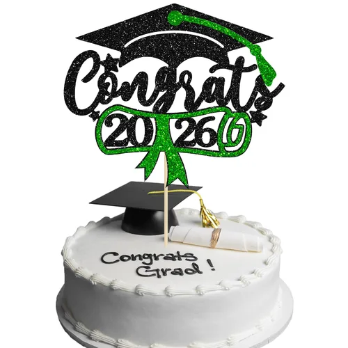 Vista 18 de Gyufise 1 decoración de pastel de graduación azul 2024 de felicitaciones para tartas de graduación 2024, decoración de pastel con purpurina