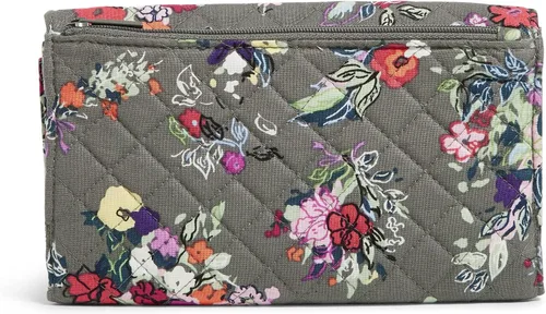 Vista 2 de Vera Bradley Cartera de mano triple de algodón para mujer con protección RFID, Hope Blooms - Algodón reciclado