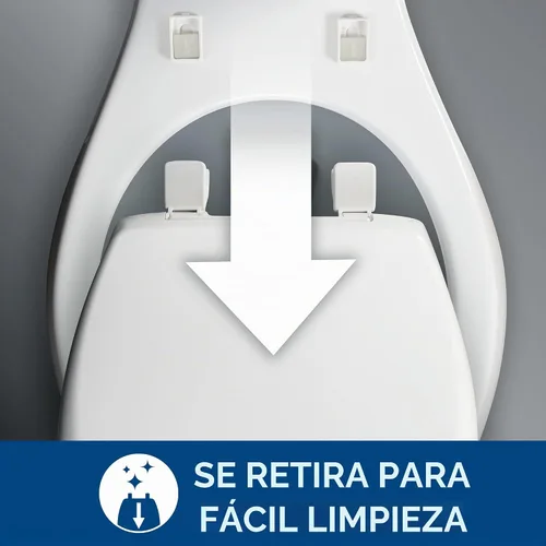 Vista 6 de Asiento de inodoro CHURCH, bisagras de liberación de limpieza fácil para limpiezas profundas, asiento de madera esmaltada duradera, alargado, blanco