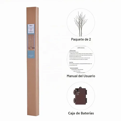 Vista 8 de Birchlitland - Ramas iluminadas marrones de 32 pulgadas, 100 luces LED con temporizador que funcionan con baterías, rama de árbol artificial