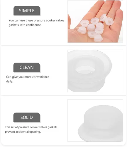 Vista 8 de BESTOYARD 10pcs Pressure Cooker Valve Gaskets Silicone Liners for Float Valves Replacement, Semi- Small Sealing Pads Compatible Electric Pressure