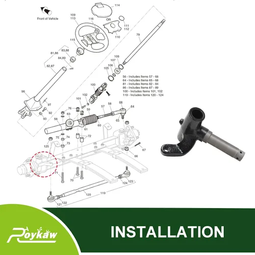 Vista 6 de Roykaw EZGO TXT - Conjunto de husillo para modelos de carrito de golf eléctrico y gas 2001 en adelante, lado del conductor, reemplaza al OEM #