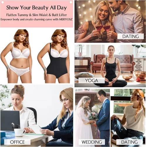 Vista 7 de MERYOSZ Fajas moldeadoras para mujer con control de abdomen, faja colombiana, faja moldeadora de cuerpo, cintura con cremallera, busto abierto, malla