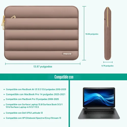 Vista 9 de MOSISO Funda para laptop de 13.3 pulgadas, 13-13.3 pulgadas funda de Marrón