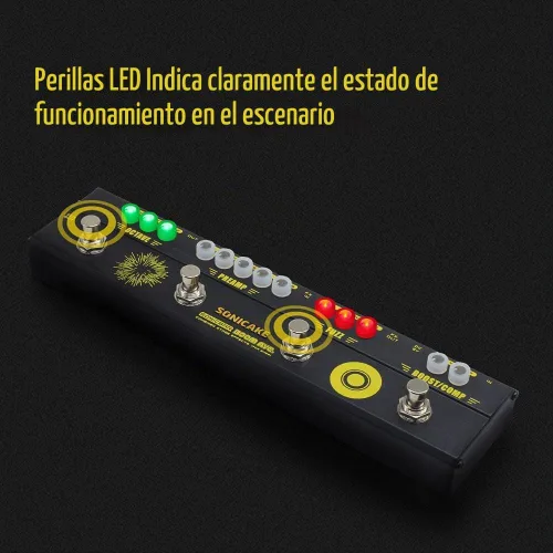 Vista 5 de SONICAKE Pedales de efectos de bajo Multiefecto Preamp Compresor Boost Fuzz Octave Pedal multiefecto Boom Ave con FX Loop