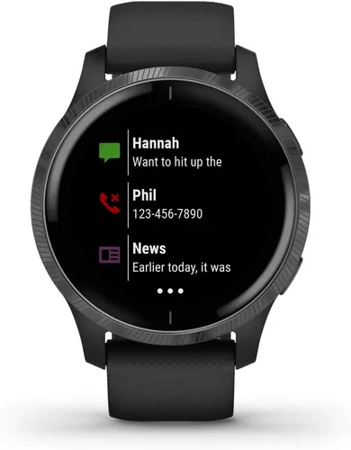 Vista 2 de Garmin 010-02173-11 Venu, GPS SmartWatch con pantalla táctil brillante, presenta música, monitoreo de energía corporal, entrenamientos animados