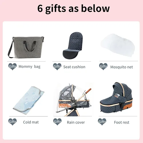 Vista 2 de Cochecito de bebé 2 en 1 con modo moisés, cochecito reversible, plegable con un solo clic, cochecito de viaje para recién nacido, cochecito