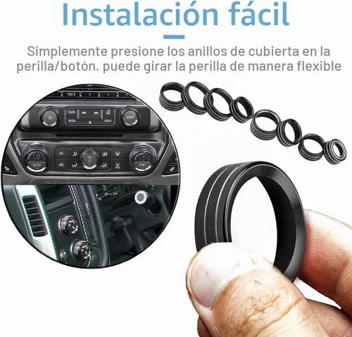 Vista 4 de Cubierta de perilla para Chevy Silverado 2014-2018, control de temperatura, botón de luz de radio de volumen, consola central, interruptor de señal