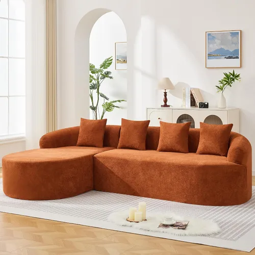 Vista 15 de Sofá modular de 4 plazas sin hueso de 110 pulgadas, sofá de nube curvado de chenilla de gran tamaño, sofás modernos de 4 plazas para sala de estar