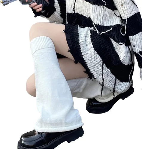 Vista 4 de Calcetines largos Lolita de punto acanalado para mujeres y niñas kawaii japoneses para estudiantes leggings Harajuku Goth Streetwear
