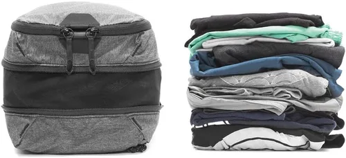 Vista 2 de Peak Design Cubo de embalaje, carbón, cubo de equipaje resistente a la intemperie con organización de doble compartimento, expansión y compresión
