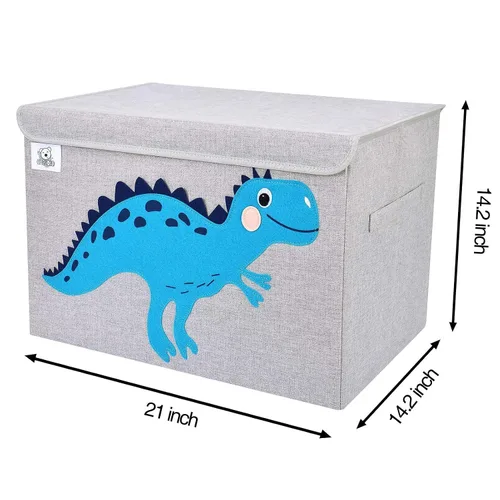 Vista 3 de Cofre plegable grande de juguetes para niños con tapa abatible, organizador de almacenamiento de juguetes de animales de tela plegable, contenedor