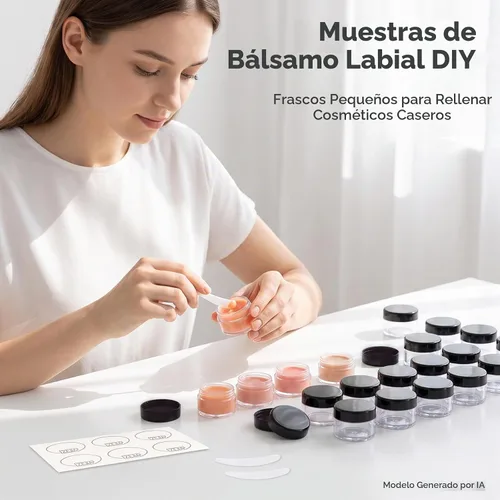 Vista 2 de 5 Gramos Contenedores de Muestra con Tapas, 25 Piezas Mini Contenedores de Maquillaje, Contenedores Cosméticos de Viaje de Plástico Vacío con Negro