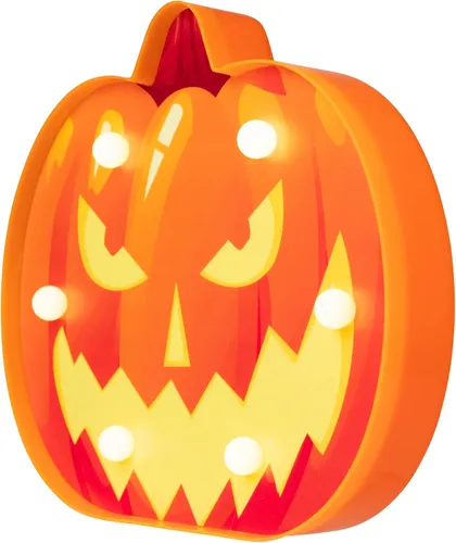 Vista 6 de Farol de Halloween con iluminación LED, decoración estilo marquesina - 7.5 pulgadas