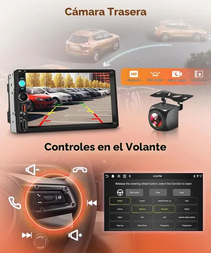 Vista 5 de Rimoody 4GB+64GB Android doble DIN estéreo del coche con Carplay inalámbrico y Android Auto
