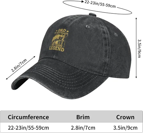 Vista 8 de Cowboy Hat Trendy Hats for Man and Women Djustable Four Season Outdoor Baseball Cap Dad The Man The Myth The Fishing Legend Black