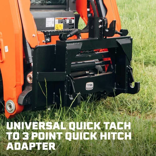 Vista 2 de Titan Attachments Adaptador de Enganche Rápido de 3 Puntos, Universal de Tamaño Completo, Compatible con Implementos Cat 1, Capacidad