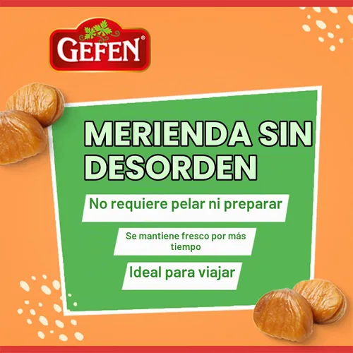 Vista 7 de Gefen Castañas orgánicas enteras asadas y peladas, 3 onzas (paquete de 12)