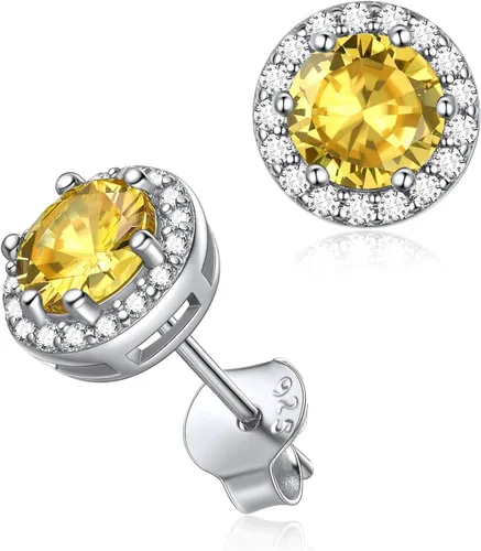 Vista 16 de ChicSilver Aretes de piedra natal para mujer de plata de ley 925