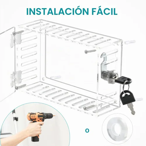 Vista 4 de SUTINE Caja de bloqueo de termostato, transparente, rectangular, 1 unidad, universal, montaje en pared, control HVAC, protector de termostato