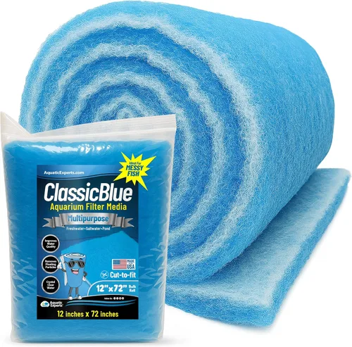Vista 10 de Aquatic Experts Almohadilla de filtro de acuario unificada clásica de 12 pulgadas por 12 pies por 0.75 pulgadas, almohadilla de filtro azul y blanco
