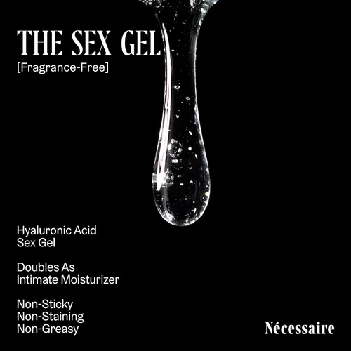 Vista 4 de Nécessaire The Sex Gel. Lubricante personal a base de agua. Ácido hialurónico + Ácido láctico. Sin fragancia añadida. No mancha. Seguro
