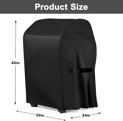 Vista 2 de Funda para parrilla, 300D Oxford resistente al agua, cubierta de gas para barbacoa con correas de nailon ajustables, a prueba de polvo, resistente a