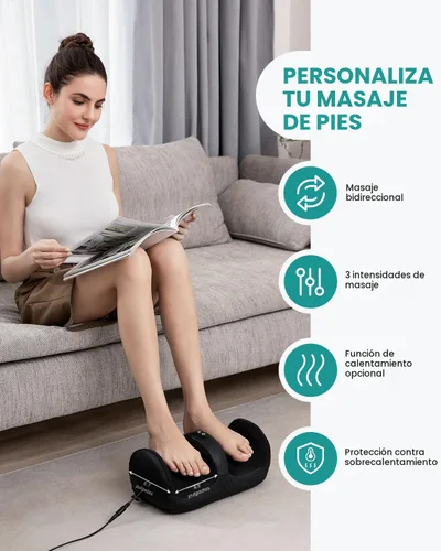 Vista 4 de Nekteck Masajeador de pies con calor y rodillo para pies, masajeador Shiatsu de pantorrilla y pierna para circulación y alivio del dolor