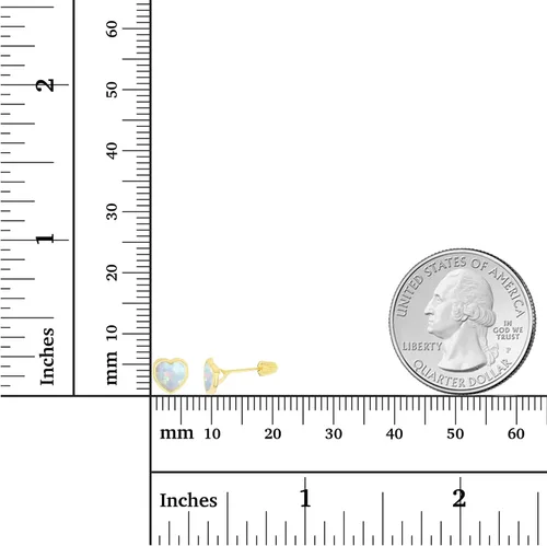 Vista 4 de Aretes de tuerca de oro macizo de 14 quilates, hipoalergénicos, de 0.236 in, con forma de corazón, con bisel pulido